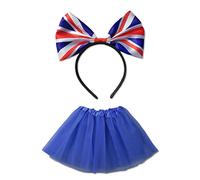 Lot de 1 bandeau à nœud anglais avec 1 tutu de ballet en tulle, diadème anglais, robe de fée princesse moelleuse, spectacle de danse, fête costumée en maille, pour Halloween, fête d'anniversaire.