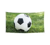 Lot de 1 bannière avec impression ballon de football sur herbe pour Halloween, décoration intérieure ou extérieure, résistante aux UV avec trous métalliques