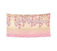 Lot de 1 bannière décorative en métal avec impression de ballons à paillettes roses pour intérieur ou extérieur