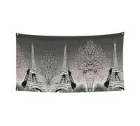 Lot de 1 bannière décorative en métal avec motif Tour Eiffel de Paris pour intérieur ou extérieur