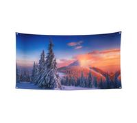 Lot de 1 bannière décorative en métal pour intérieur et extérieur Motif pays des merveilles d'hiver