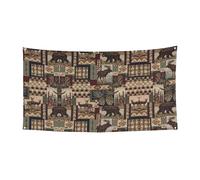 Lot de 1 bannière décorative en métal pour intérieur ou extérieur Motif cerf Lodge Bear