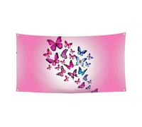 Lot de 1 bannière décorative pour fête d'Halloween avec papillons roses, facile à accrocher avec des cordes