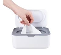 Lot de 1 Boîtes à Lingettes Humides, Porte-Papier de Soie sec et Humide, Wipes Dispenser with Weighted Plate and Secure Seal(Gris)