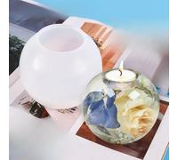 Lot de 1 bougeoir rond de qualité alimentaire pour loisirs créatifs, compatible avec résine époxy UV, silicone sphérique blanc flexible, libération simple (taille S)