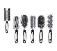 Lot de 1 brosse à cheveux argentée et noire de qualité supérieure, solution démêlante et coiffante pour tous les types de cheveux - Idée cadeau parfaite