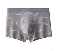 Lot de 1 caleçon boxeur pour homme sans couture respirant avec imprimé plumes, fin et confortable pour toutes les saisons, taille moyenne (2XL, gris)
