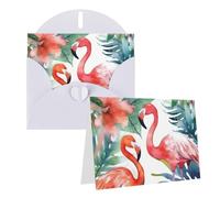 Lot de 1 carte de remerciement avec enveloppes, flamants roses, aquarelle tropicale, 10,2 x 15,2 cm, carte de vœux pour notes personnalisées, cartes formelles pour toutes les occasions, adaptées pour