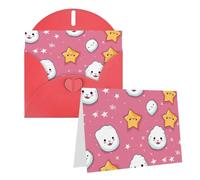Lot de 1 carte de remerciement avec enveloppes, jolies boules de riz et motif étoiles, 10,2 x 15,2 cm, carte de vœux pour notes personnalisées, cartes formelles pour toutes les occasions, adaptées
