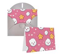 Lot de 1 carte de remerciement avec enveloppes, jolies boules de riz et motif étoiles, 10,2 x 15,2 cm, carte de vœux pour notes personnalisées, cartes formelles pour toutes les occasions, adaptées