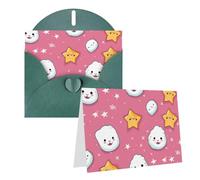 Lot de 1 carte de remerciement avec enveloppes, jolies boules de riz et motif étoiles, 10,2 x 15,2 cm, carte de vœux pour notes personnalisées, cartes formelles pour toutes les occasions, adaptées