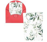 Lot de 1 carte de remerciement avec enveloppes, motif brindilles de verdure naturelle blanche de 10,2 x 15,2 cm pour notes personnalisées, cartes formelles pour toutes les occasions, adaptées pour les