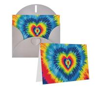 Lot de 1 carte de remerciement avec enveloppes, motif cœur arc-en-ciel teint sur nœuds 10,2 x 15,2 cm, carte de vœux pour notes personnalisées, cartes formelles pour toutes les occasions, convient