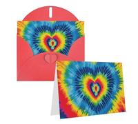 Lot de 1 carte de remerciement avec enveloppes, motif cœur arc-en-ciel teint sur nœuds 10,2 x 15,2 cm, carte de vœux pour notes personnalisées, cartes formelles pour toutes les occasions, convient