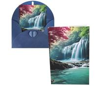 Lot de 1 carte de remerciement avec enveloppes, paysage naturel cascade de 10,2 x 15,2 cm, carte de vœux pour notes personnalisées, cartes formelles pour toutes les occasions, adaptées pour les