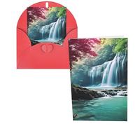 Lot de 1 carte de remerciement avec enveloppes, paysage naturel cascade de 10,2 x 15,2 cm, carte de vœux pour notes personnalisées, cartes formelles pour toutes les occasions, adaptées pour les