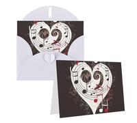 Lot de 1 carte de remerciement avec enveloppes, symboles musicaux, carte de vœux d'amour de 10,2 x 15,2 cm pour notes personnalisées, cartes formelles pour toutes les occasions, adaptées pour les