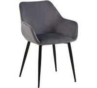 CLP Chaise de Salle à Manger rembourrée avec Dossier Vessa, avec revêtement, Structure en métal Noir, supporte jusqu'à 150 kg, Couleur:Gris foncé, Matériel:Velours