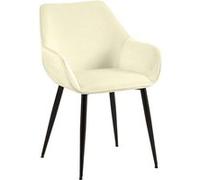 CLP Chaise De Salle à Manger Vessa I Chaise De Cuisine avec Structure Métallique I Chaise De Salon avec Rembourrage Et Dossier, Couleur:crème, Matériel:Velours