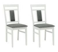 Chaise de salle à manger en bois massif - vidaXL - Blanc et Gris - 36x44,5x91,5 cm - Hévéa massif - Coussin confortable