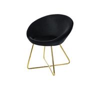 ML-Design Chaise de Salle à Manger en Velours, Noir, avec Dossier Rond, Assise Rembourrée, Pieds en Métal Doré, Chaise de Maquillage, Moderne, Fauteuil Ergonomique pour Table à Manger, Cuisine, Salon