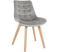 CLP Chaise Brook I Chaise de Salle à Manger piquée sur Velours I Structure à Quatre Pieds en Bois, Couleur:Gris