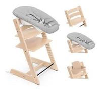 Stokke Chaise haute Tripp Trapp – Réglable ergonomique – Naturel+Newborn Grey+Baby Set 2 Naturel