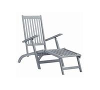 vidaXL Acacia Chaise Longue d'Extérieur avec Repose-pied Transat de Jardin Pliant Inclinable Terrasse Patio Piscine Camping Plage Délavage Gris Gris G