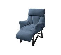 ML-Design Fauteuil Relax Bleu en Lin, Structure d'acier, Dossier Repose-Pied et Accoudoirs Réglables, Siège Inclinable Rembourré, Coussins Confortables, Chaise Longue Lecture avec Poches Latérales