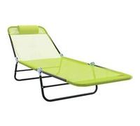 Vidaxl Chaise Longue Pliante Avec Repose-Tête En Textilène Verte