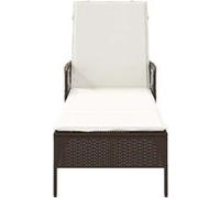 Vidaxl Chaise Longue Marron Et Crème Rattan Pe 157 X 55 X 92 Cm Pliable