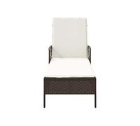 Vidaxl Chaise Longue Marron Et Crème Rattan Pe 157 X 55 X 92 Cm Pliable