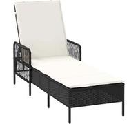 Vidaxl Chaise Longue Noir Et Crème Pe Rattan 157 X 55 X 92 Cm