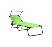 Vidaxl Chaise Longue Pliante Avec Auvent En Tissu Oxford Vert 600d