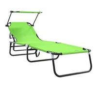Vidaxl Chaise Longue Pliante Avec Auvent En Tissu Oxford Vert 600d