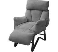 ML-Design Fauteuil Relax Gris en Lin, Structure d'acier, Dossier Repose-Pied et Accoudoirs Réglables, Siège Inclinable Rembourré, Coussins Confortables, Chaise Longue Lecture avec Poches Latérales