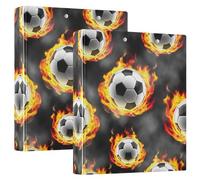 Lot de 1 classeur à 3 anneaux en forme de ballons de football cool gris feu de 3,8 cm pouvant contenir 200 feuilles - 31,5 x 27 x 6 cm