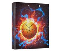 Lot de 1 classeur rond à 3 anneaux, 3 anneaux, bleu et orange, avec 3 poches intérieures, classeurs basiques durables pour fournitures scolaires