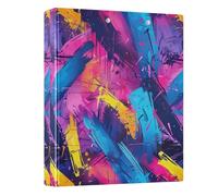 Lot de 1 classeur rond à 3 anneaux de 2,5 cm et demi pouces - Graffiti coloré - Peut contenir 200 feuilles, organiseur de classeur basique pour le travail, l'école, le bureau