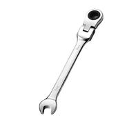 Lot de 1 clé mixte à cliquet à tête flexible de 9 mm, 72 dents, construction Cr-V, plaqué chrome