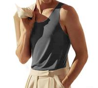 Lot de 1 débardeur thermique sans couture pour homme, couche de base coupe ajustée, intérieur en polaire respirante et chaude, pour un usage quotidien et au bureau (taille XL, gris)