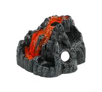 Lot de 1 décoration pour aquarium en résine - Roche volcanique - Paysage submersible - Cachette pour approvisionnement en oxygène en eau salée douce - Noir et rouge - 1 lot (E)