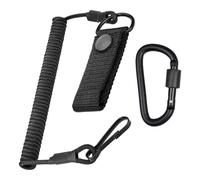 Lot de 1 dragonne élastique avec mousqueton noir- Paracorde spirale résistant - Accessoire de sécurité pour téléphone, clé, lampe de poche - Attache sécurisée pour équipements tactiques et sacs- Noir