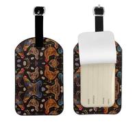 Lot de 1 étiquette d'identification en cuir imprimé poule pour bagage, sac de voyage, porte-étiquette de nom pour homme et femme