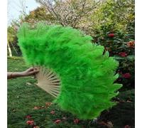 Lot de 1 éventails en plumes d'autruche pour célébration, fête, mariage, danse, spectacle, plumes décoratives pour artisanat, éventail vert