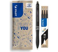 Lot De 1 Frixion Ball 07 Plus + 1 Set De 3 Recharges - Stylo Roller Effaçable - Stylo Rétractable Et Rechargeable - Fabriqué En Plastique Recyclé - Noir - Pointe Moyenne