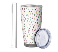 Lot de 1 gobelet arc-en-ciel avec motif à pois colorés, joli imprimé artistique, vert, rouge, jaune, en acier inoxydable, incassable, sans déversement, pour piscine, extérieur, bibliothèque, voyage