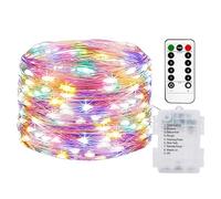 Lot de 1 Guirlande Lumineuse a Pile, 10M 100LED Guirlande Led à Pile avec Télécommande 8 Modes Fonction Minuterie IP65 Etanche Fil Lumineux Décoration Intérieur Extérieur Chambre Noël, Multi-Colore