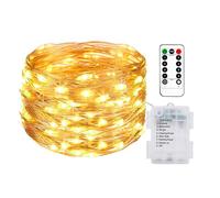 [Lot de 1] Guirlande Lumineuse a Pile, 10M 100LED Guirlande Led à Pile avec Télécommande 8 Modes Fonction Minuterie IP65 Etanche Fil Lumineux Décoration Intérieur Extérieur Chambre Noël Mariage Jardin