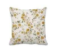 Lot de 1 Housse Coussin 65x65 cm Jaune Taie Oreiller avec Fermeture éclair Invisible, Coussin Exterieur Impermeable Lin Decoration Cushion Covers pour Jardin Patio Canape Balcon (Fleur) 2B-711